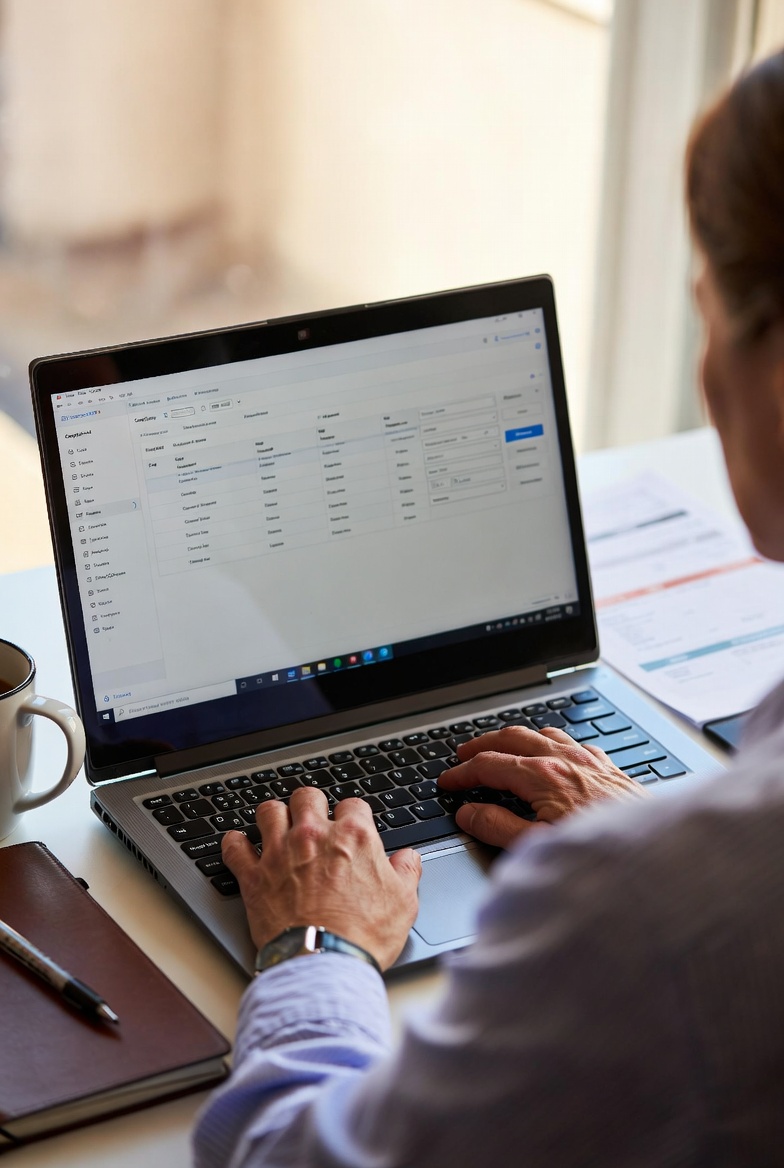 A faculty member configuring a course through the Co-Design Wizard, with a laptop showing the multi-phase configuration interface